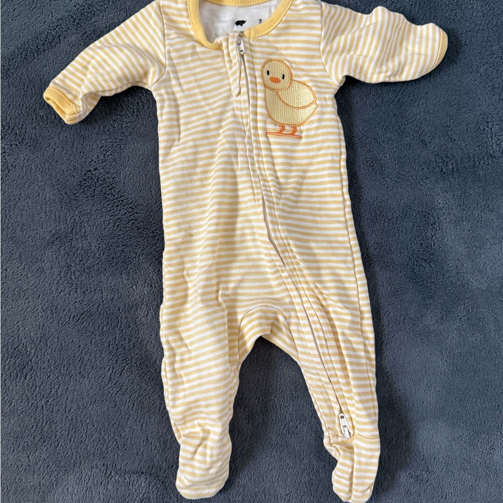 Yellow Striped Duckling Baby Onesie